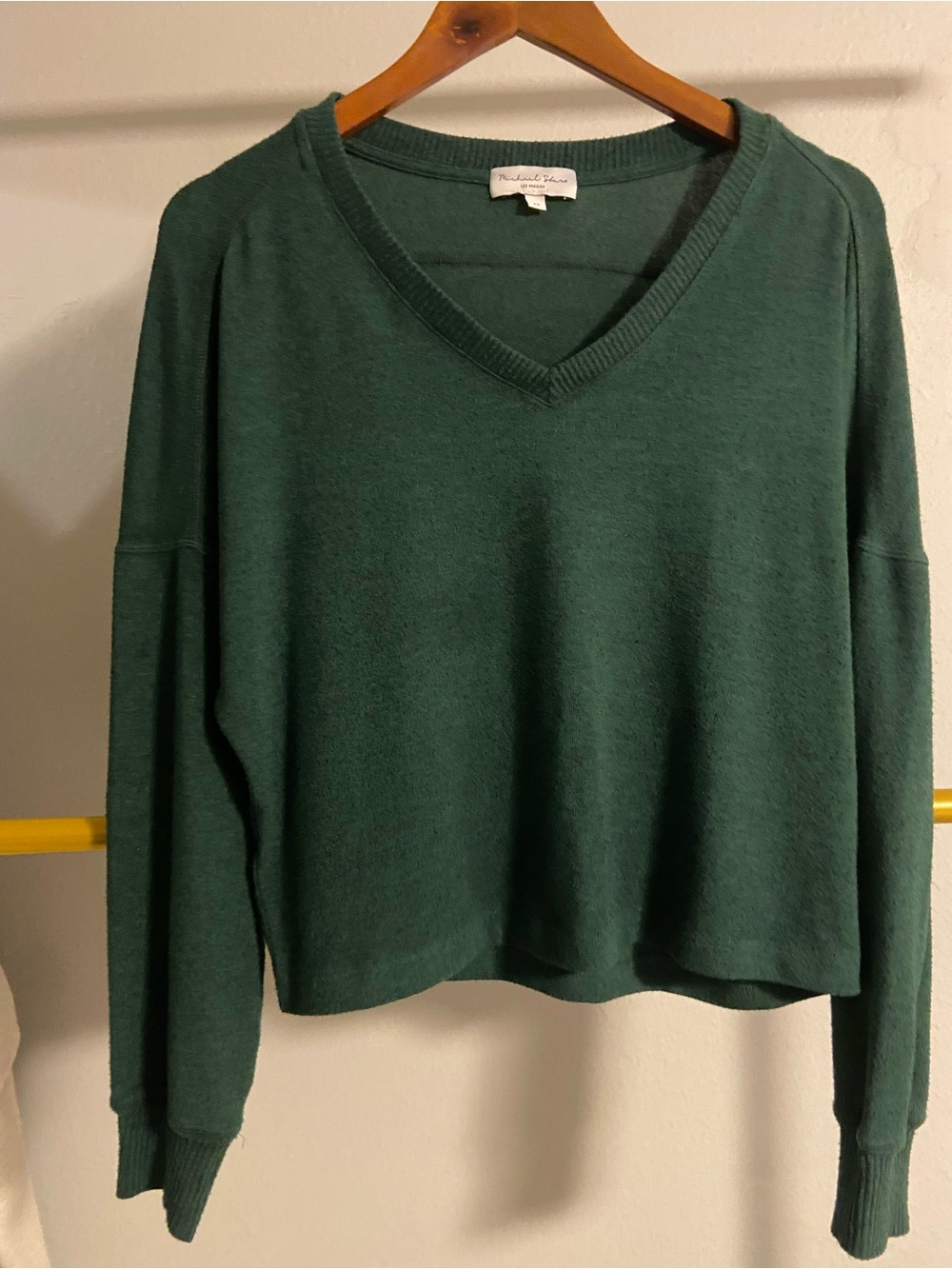 Michael Stars Forest Green V-Neck Pullover Sweatshirt
